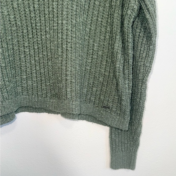Hollister Olive Green Sweater Open Back Drop Shoulder V-neck Knit Small Women’s - Picture 4 of 11